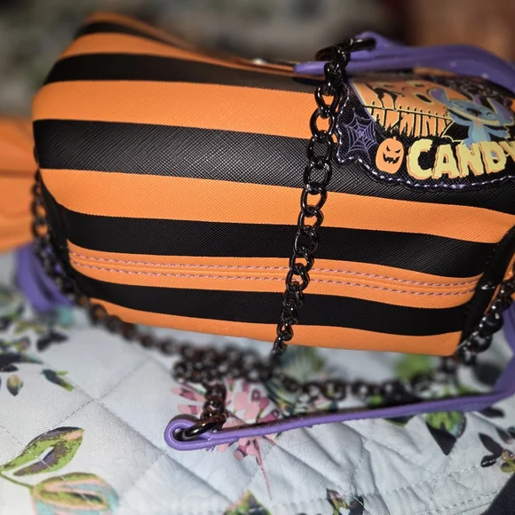 Loungefly Disney Lilo and Stitch Striped Halloween Candy Wrapper Crossbody Bag - Picture 7 of 7